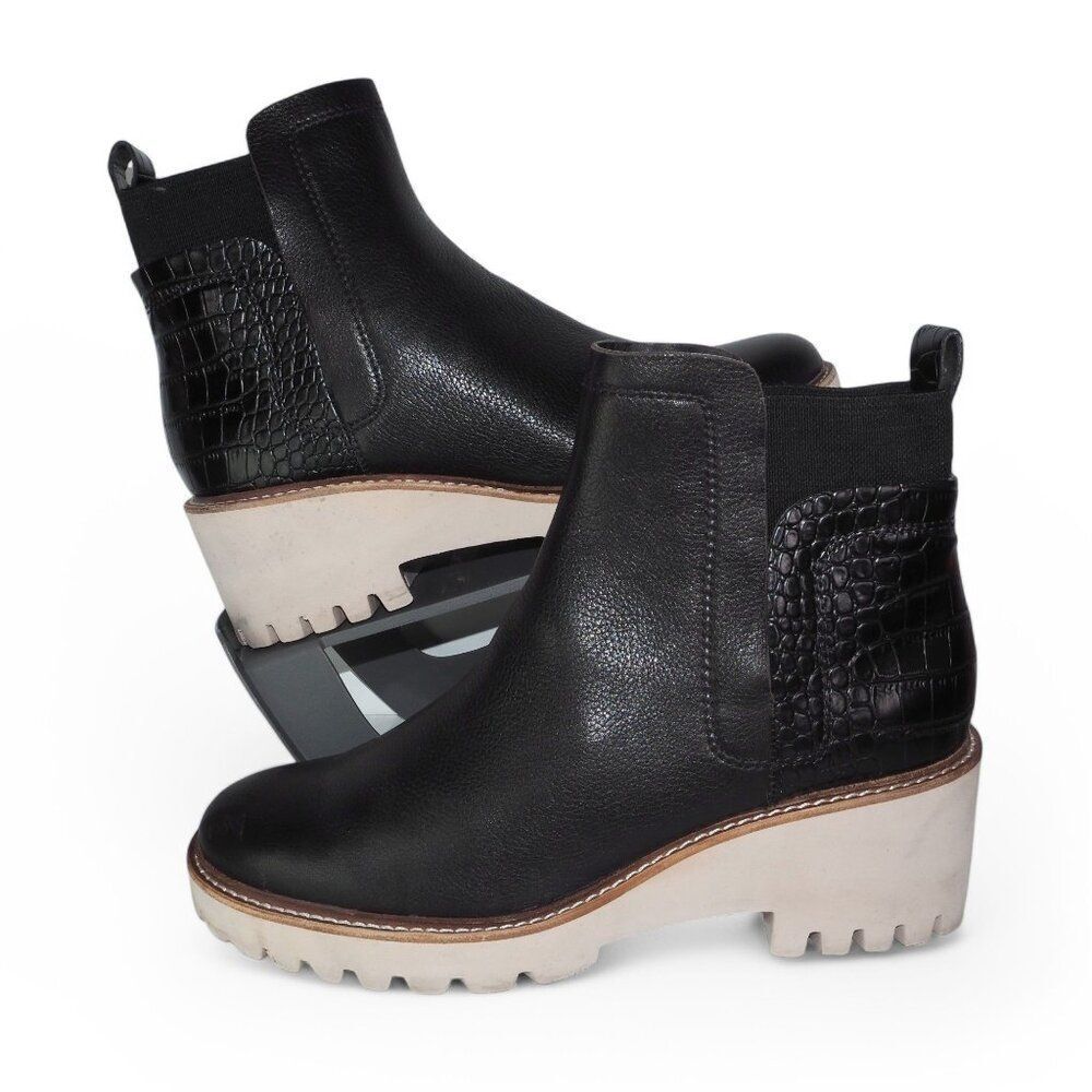 DV Dolce Vita Huey Rielle Lugged Chelsea Ankle Boots "Black Exotic"‎ Women's 9.5